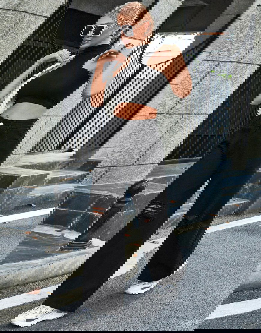 IMSONS Black Knee Ripped High-Waist Wide-Leg Jeans - THE IMSONS