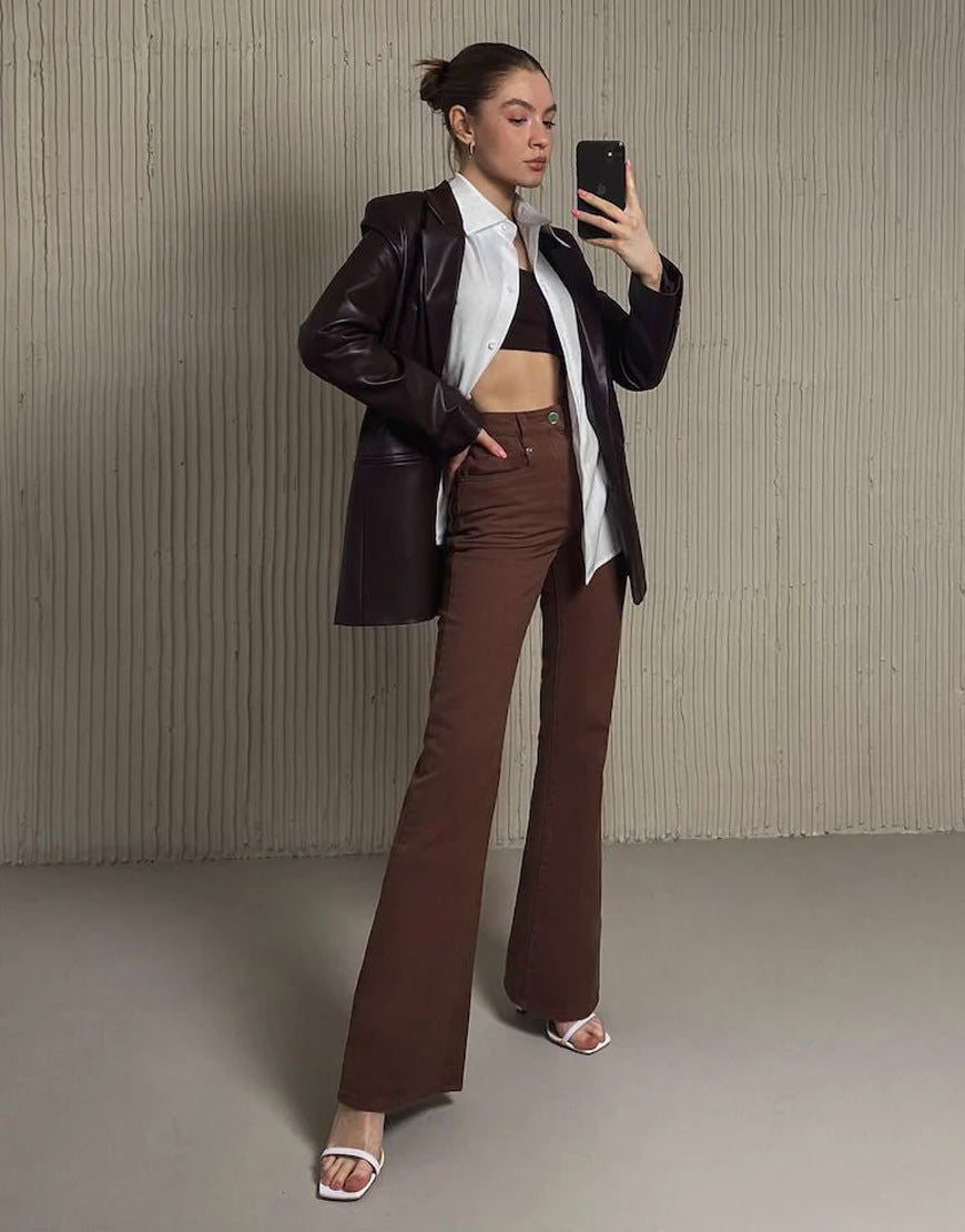 IMSONS Brown High-Waist Flare Jeans. - THE IMSONS