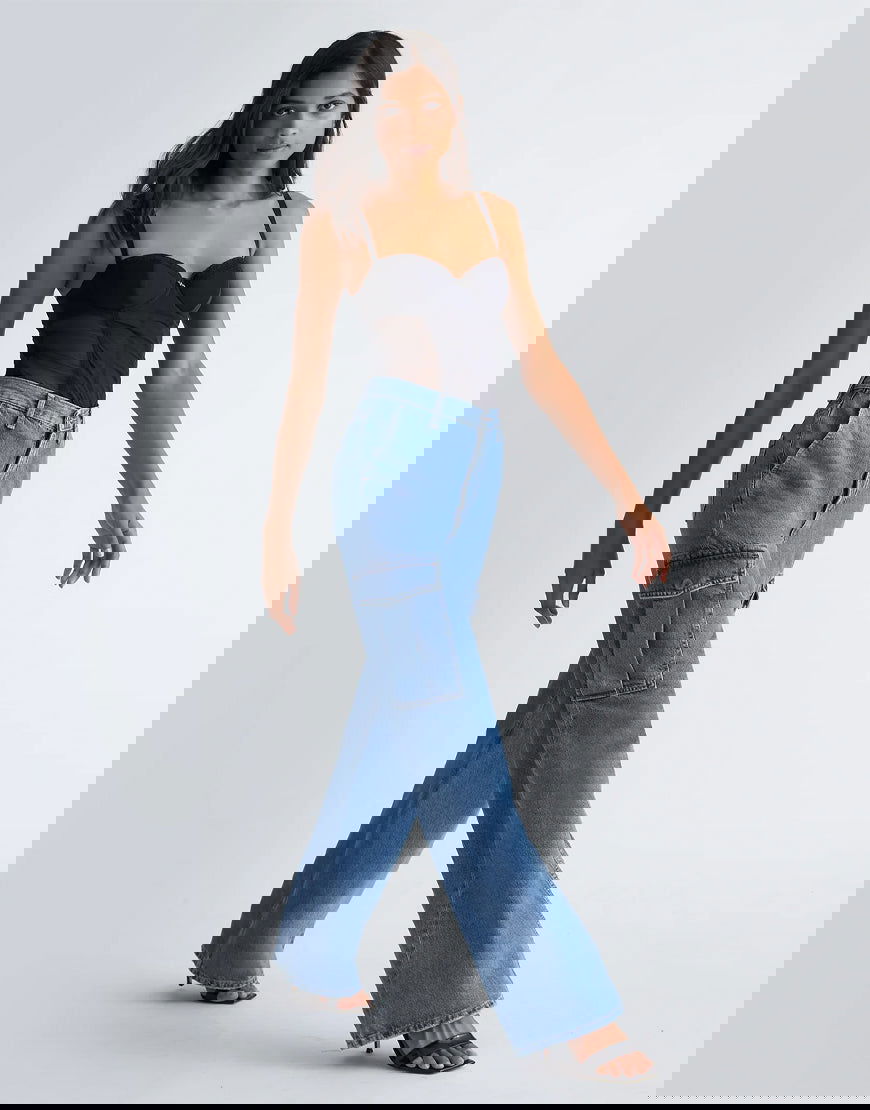 IMSONS Dark Blue Cargo High-Waist Wide-Leg Jeans - THE IMSONS