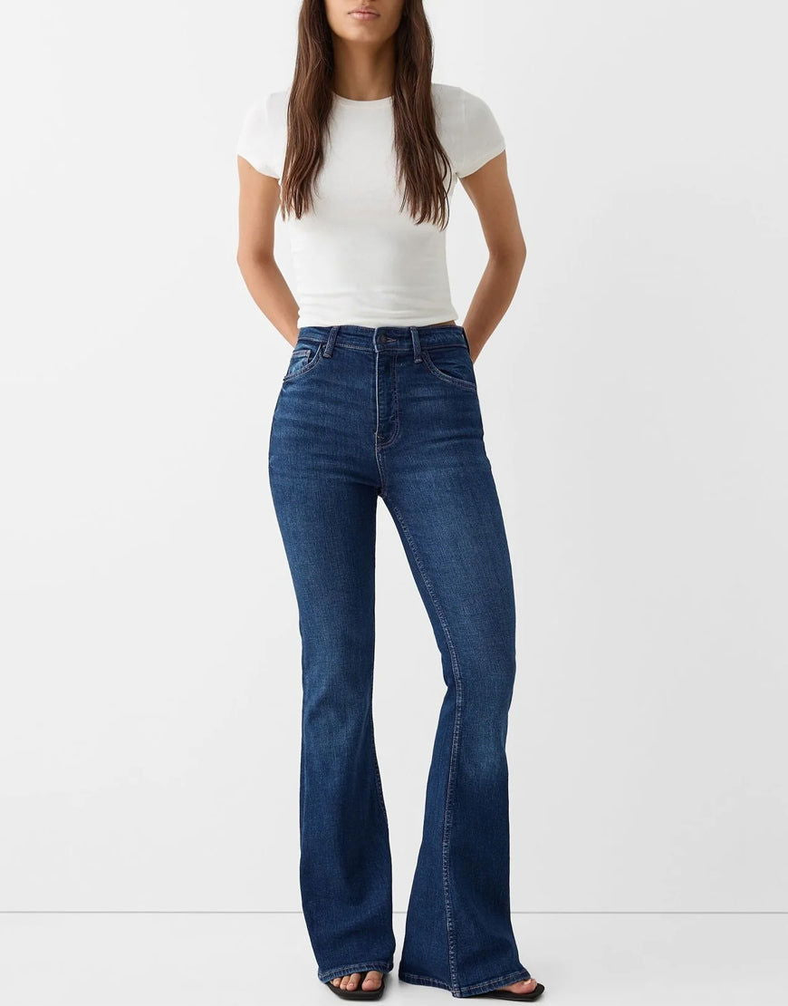 IMSONS Dark Blue Flare High-Waist Jeans. - THE IMSONS