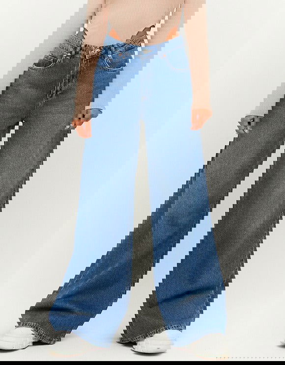 IMSONS Dark Blue Wide-Leg High-Waist Jeans. - THE IMSONS