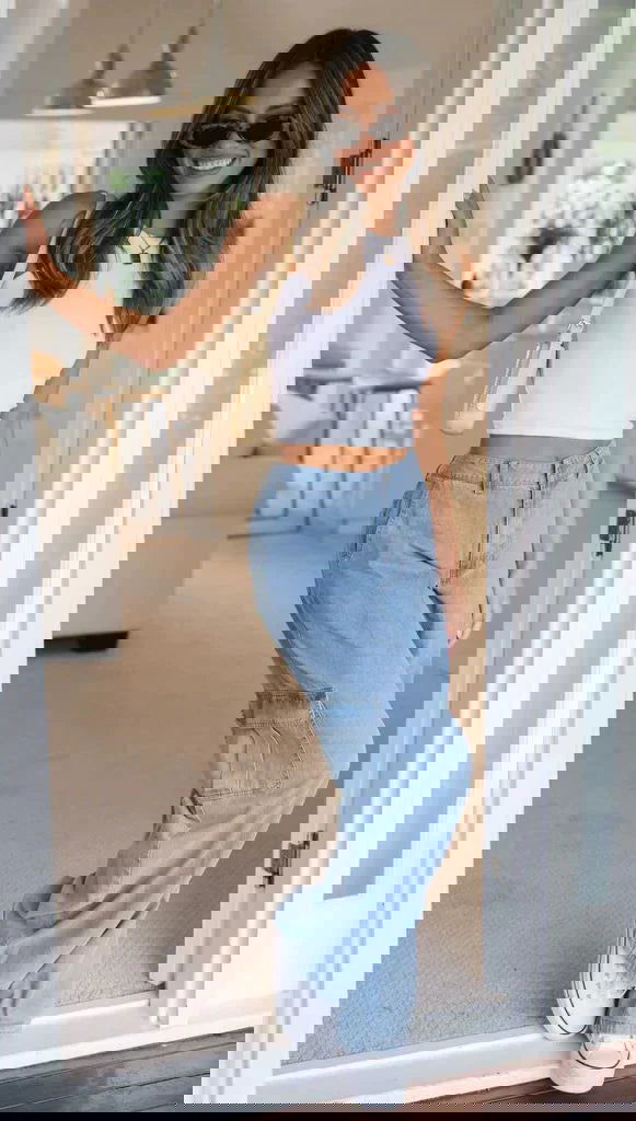 IMSONS Light Blue Cargo High-Waist Wide-Leg Jeans - THE IMSONS