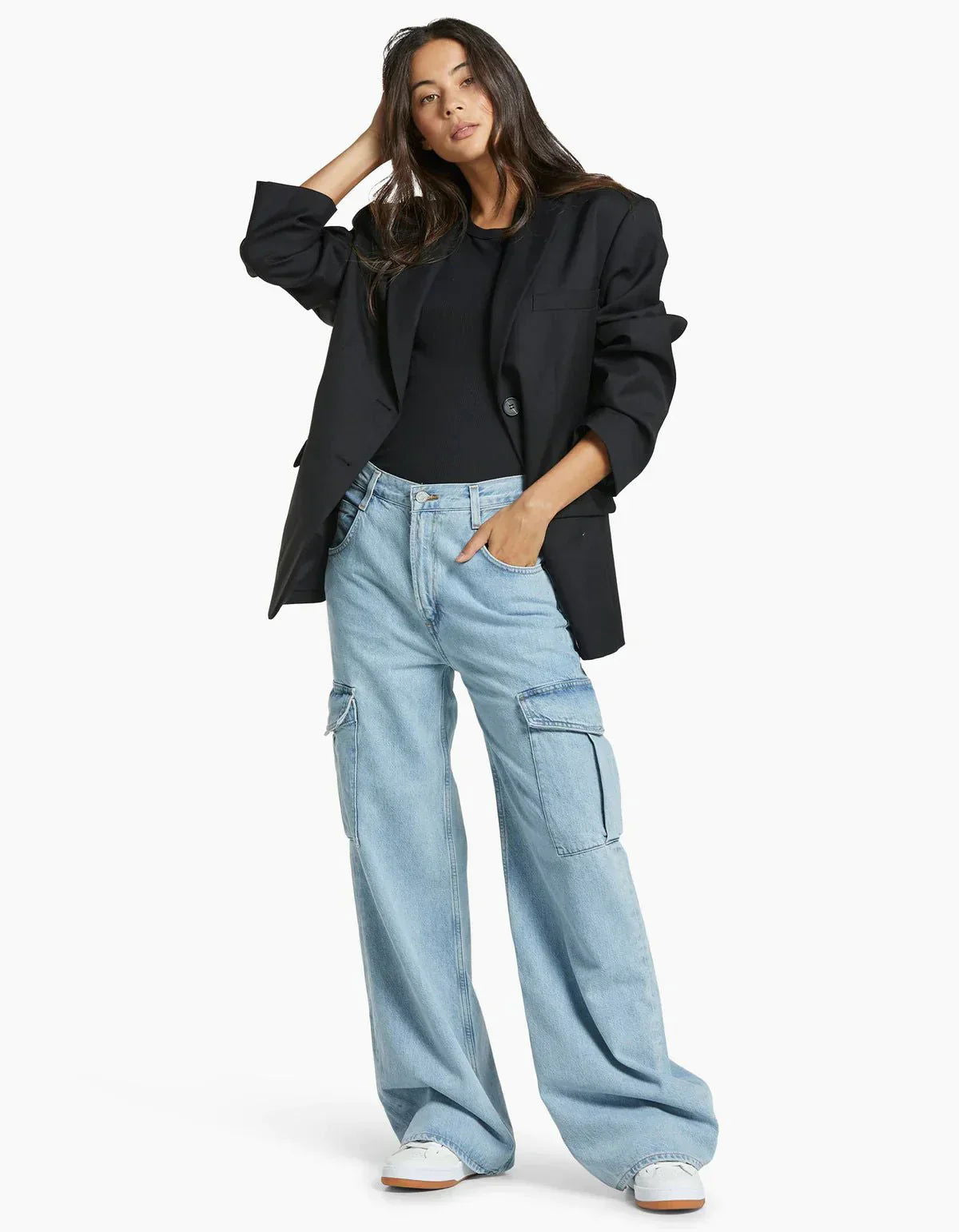 IMSONS Light Blue Cargo High-Waist Wide-Leg Jeans - THE IMSONS