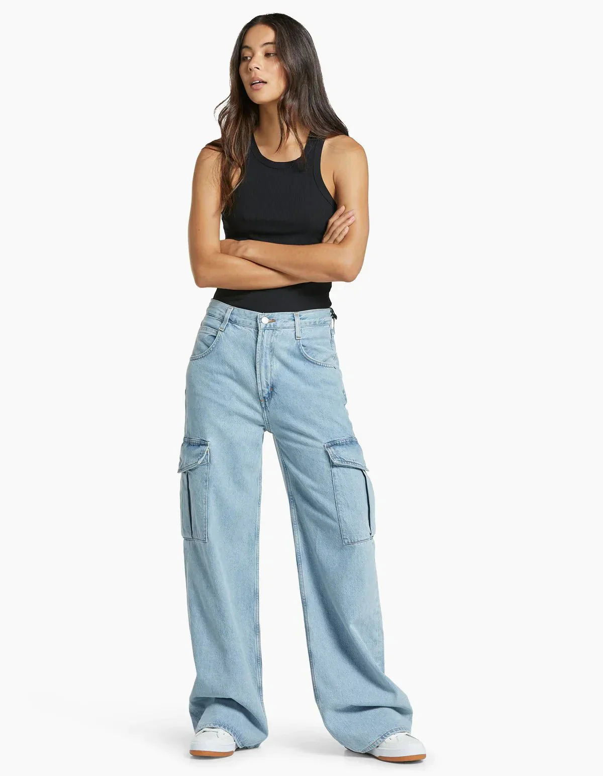 IMSONS Light Blue Cargo High-Waist Wide-Leg Jeans - THE IMSONS