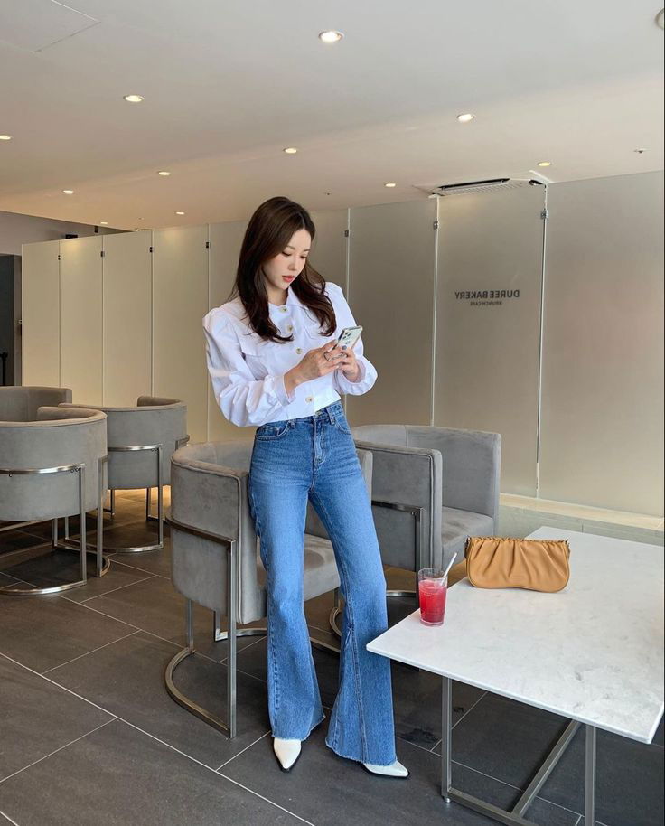 IMSONS Medium Blue Flare High-Waist Jeans. - THE IMSONS