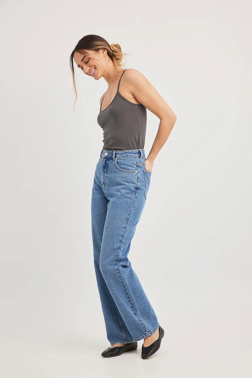 IMSONS Medium Blue High-Waist Loose Straight Jeans. - THE IMSONS