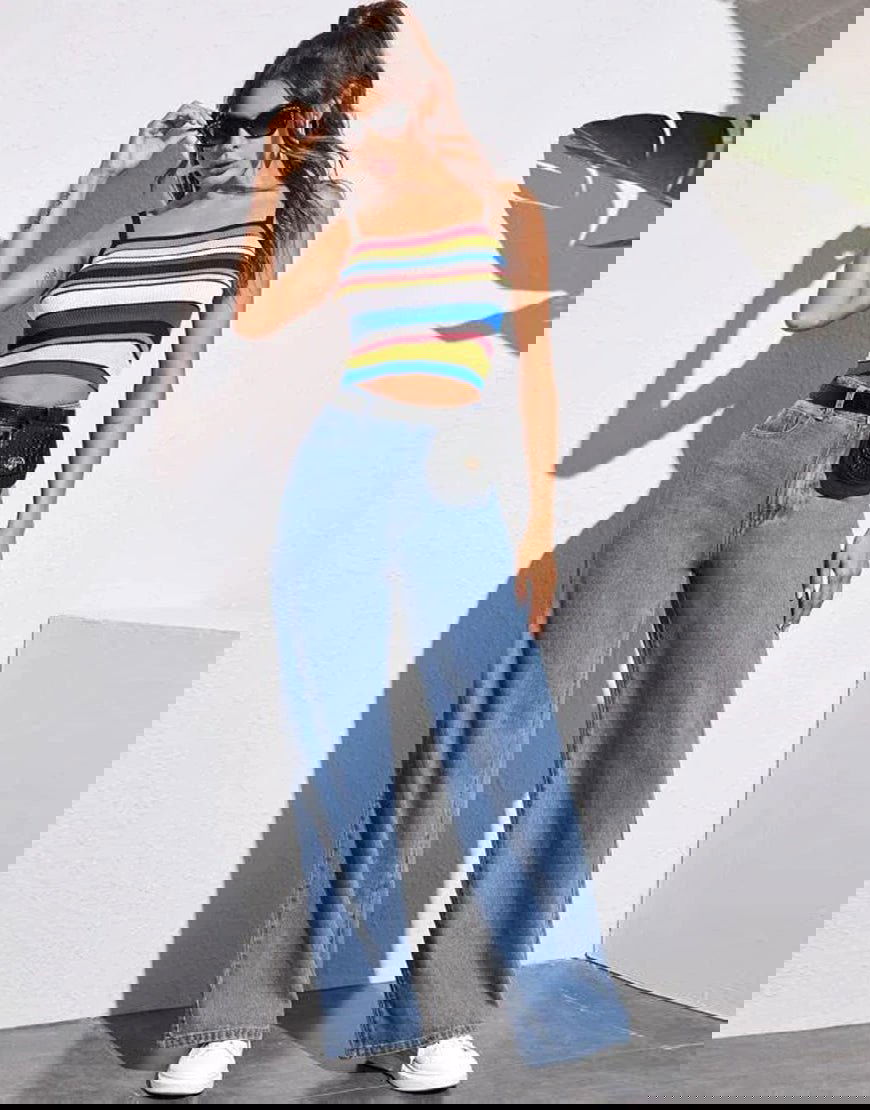 IMSONS Medium Blue High-Waist Wide-Leg Jeans. - THE IMSONS