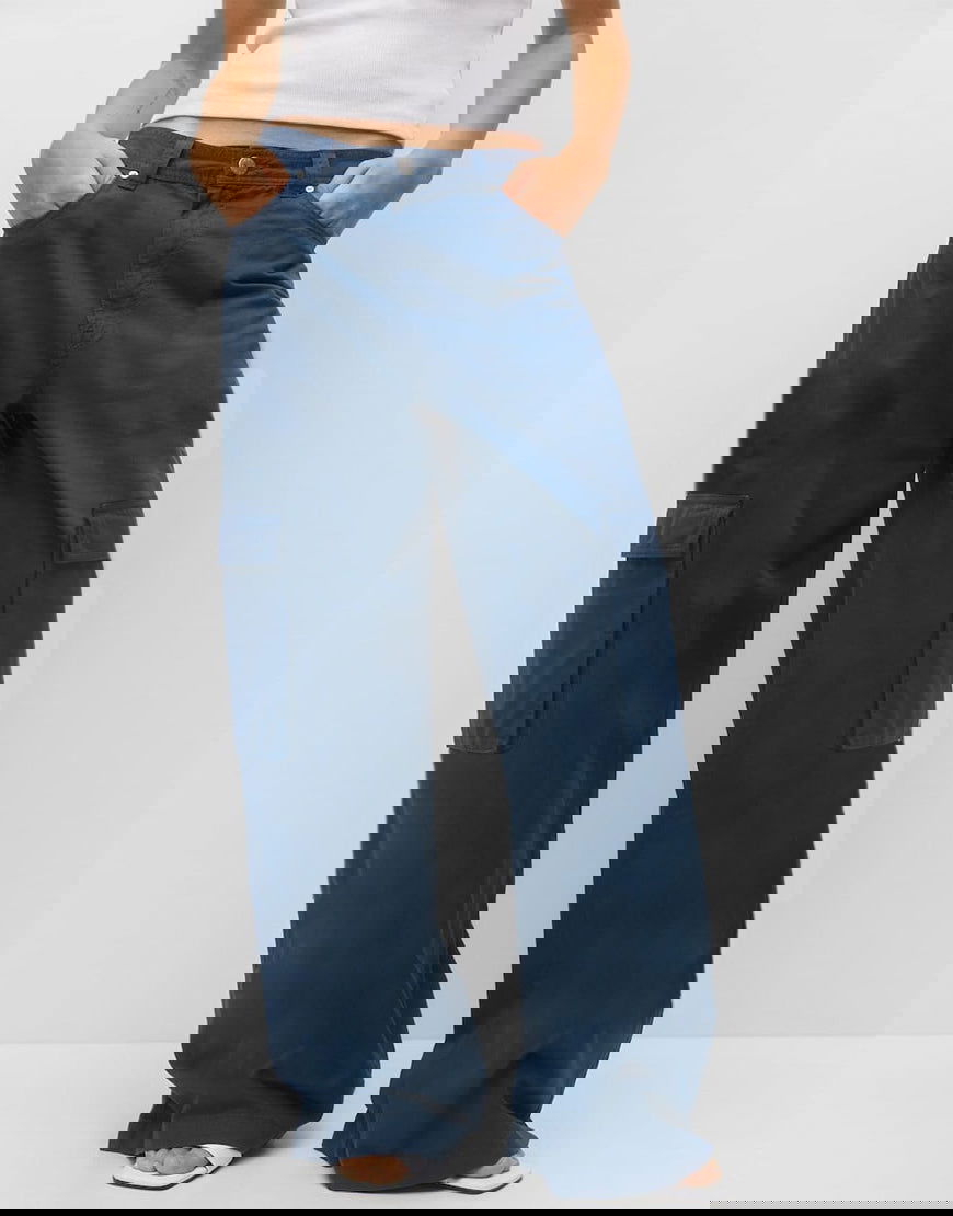 IMSONS Navy Cargo Wide-Leg Twill Pant - THE IMSONS