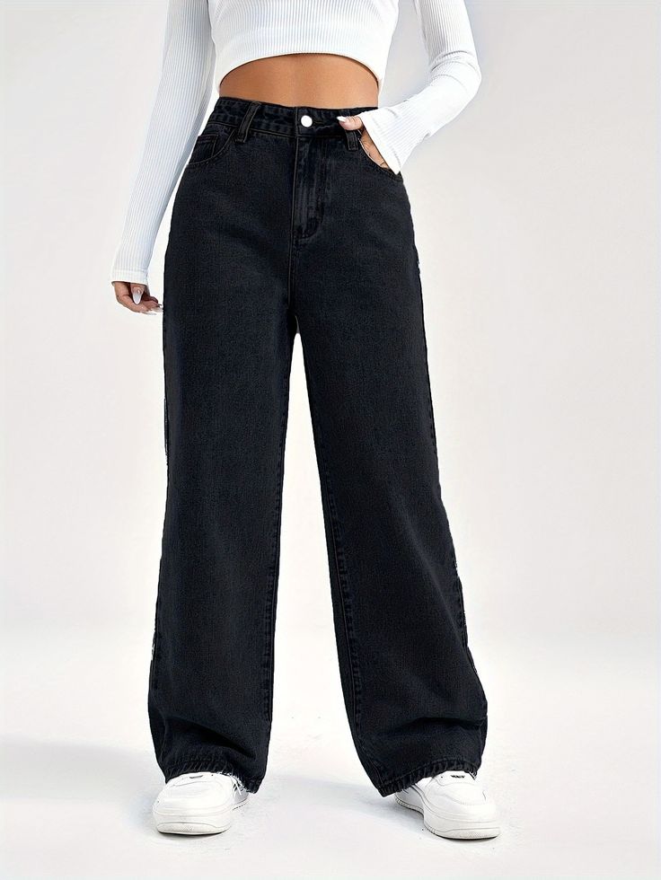 IMSONS Pure Black High-Waist Loose Mom Jeans. - THE IMSONS
