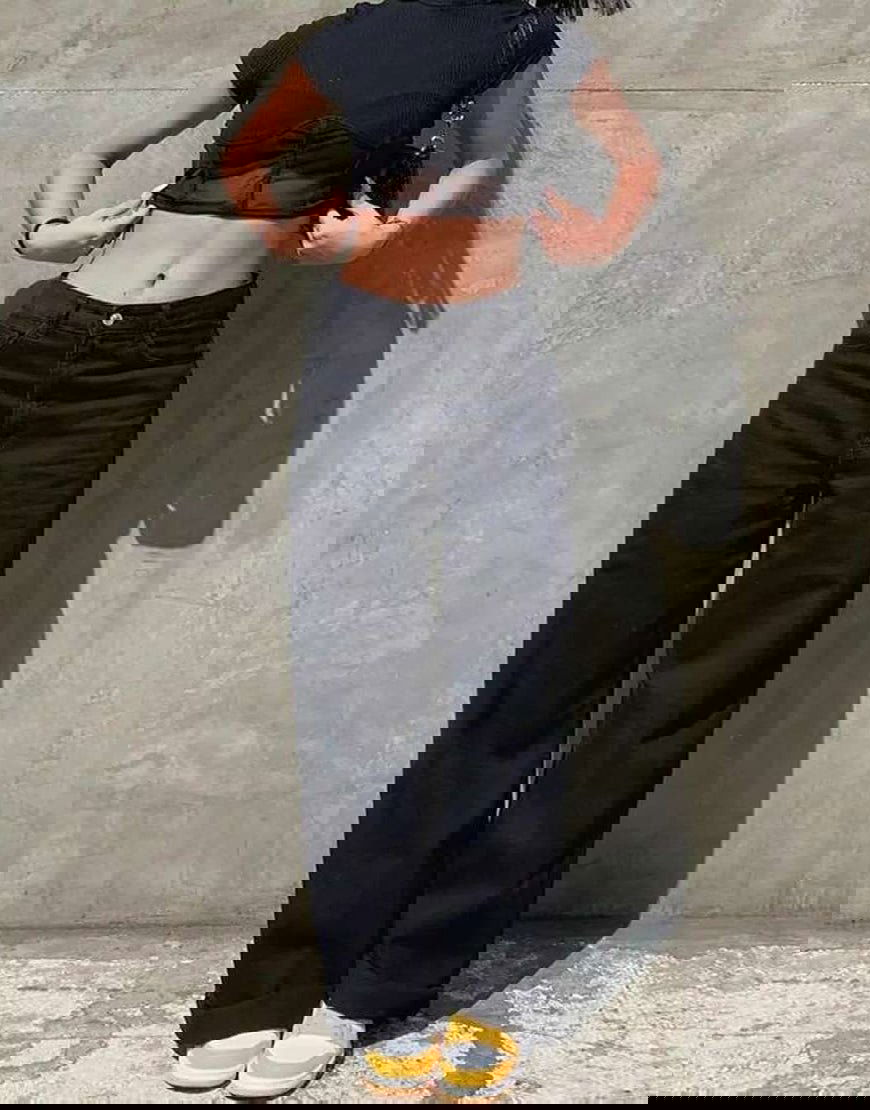 IMSONS Pure Black Loose Straight High-Waist Jeans. - THE IMSONS