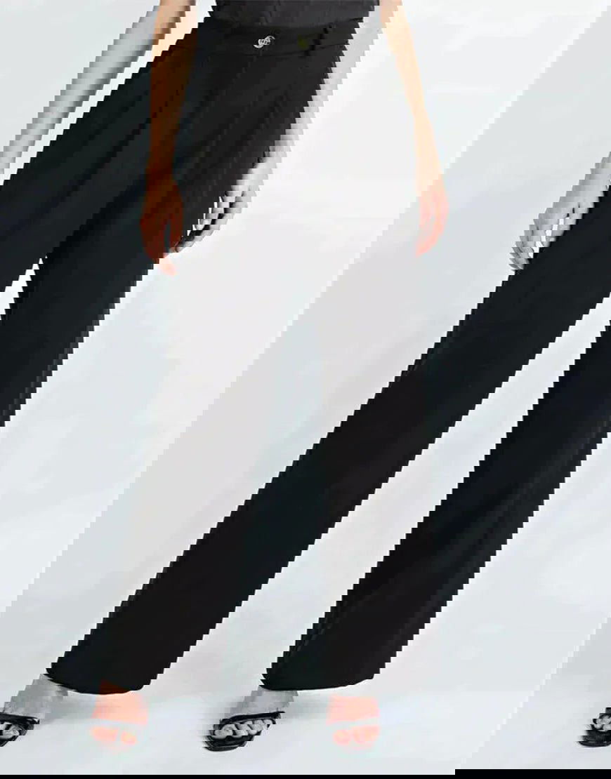 IMSONS Pure Black Pleated Wide-Leg High-Waist Jeans - THE IMSONS