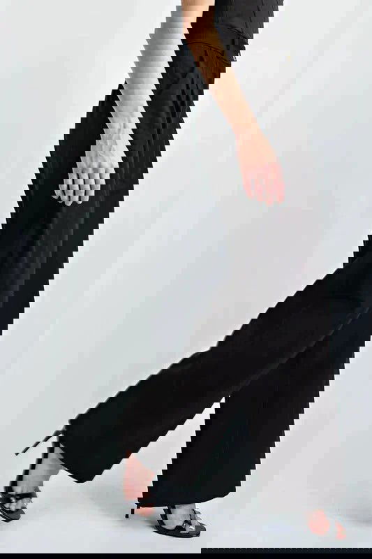 IMSONS Pure Black Pleated Wide-Leg High-Waist Jeans - THE IMSONS