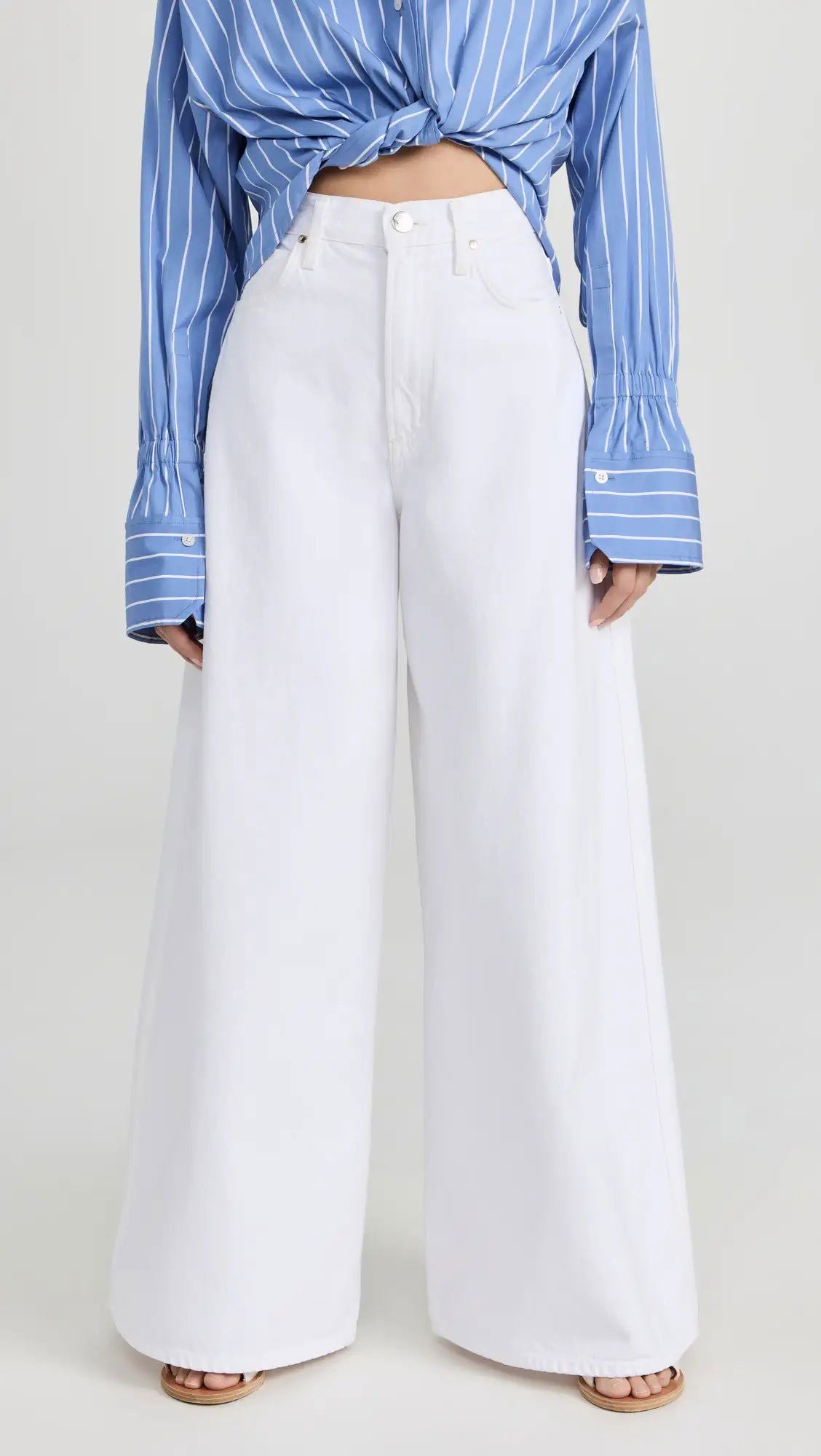 IMSONS Pure White Palazzo Wide-Leg Jeans. - THE IMSONS