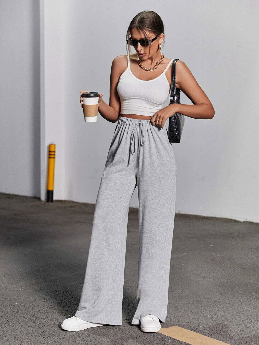IMSONS Ribbed Wide Leg High-Waist Sweatpant - THE IMSONS