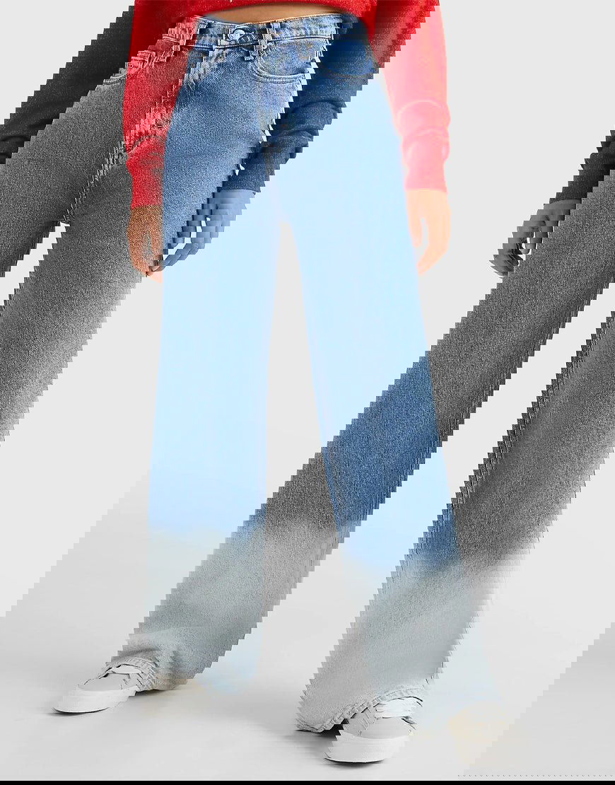 IMSONS Two-Tone Wide-Leg High-Waist Jeans. (Frayed Hem) (Length: 36-38) - THE IMSONS