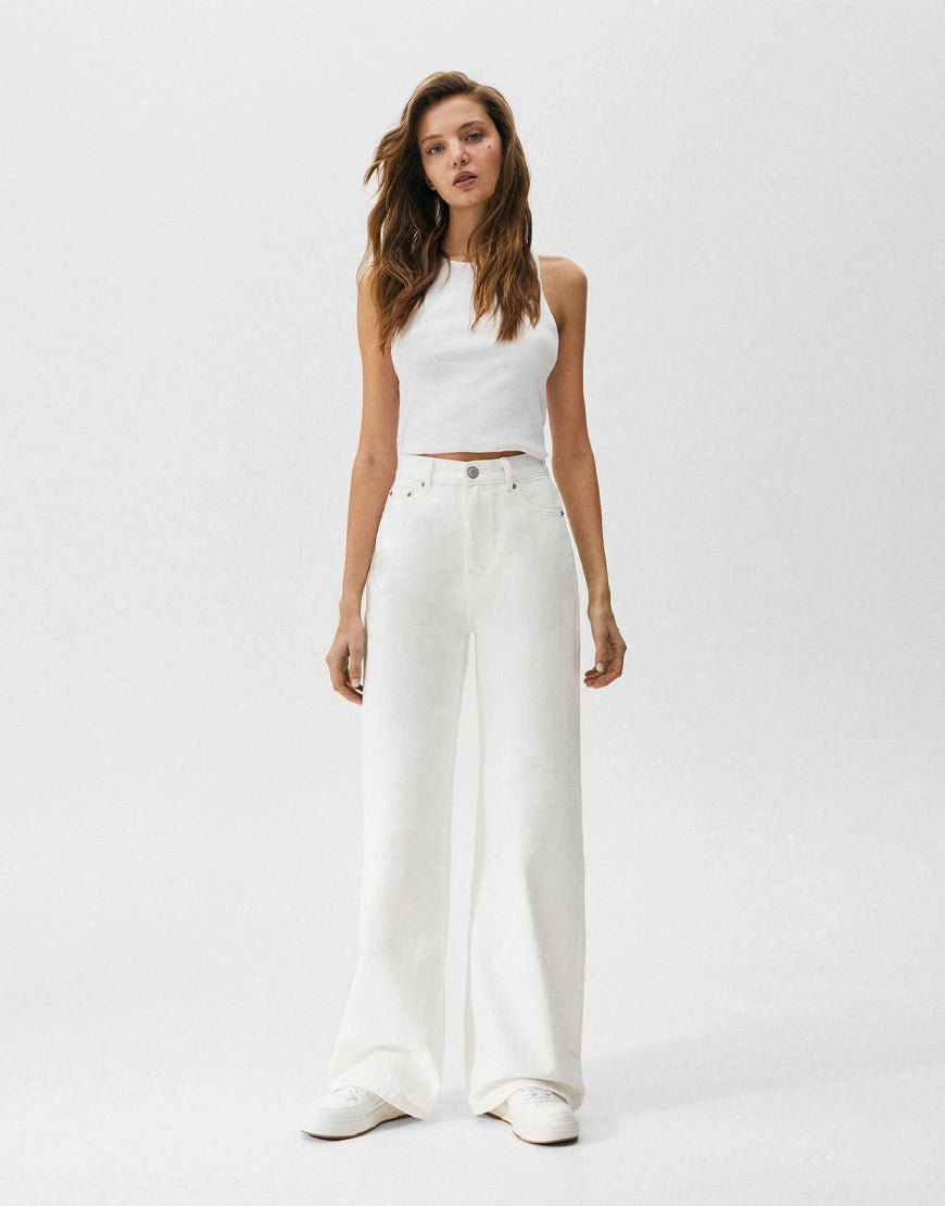 IMSONS White High-Waist Wide-Leg Jeans. - THE IMSONS