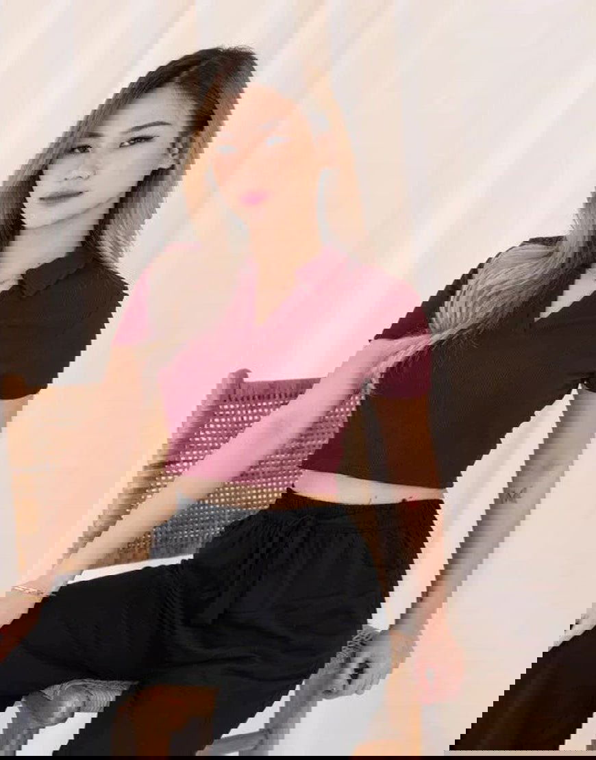 IMSONS Women Burgundy Ribbed Collared Top - THE IMSONS