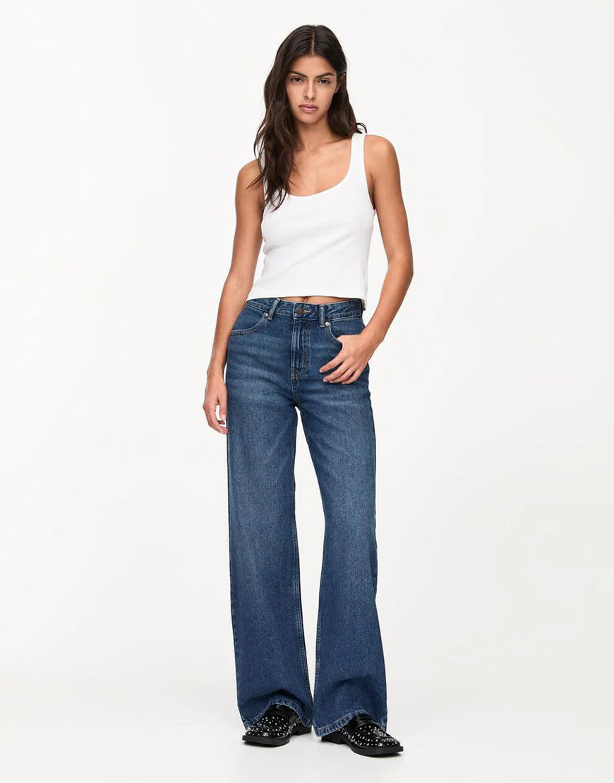 IMSONS Dark Blue High-Waist Wide-Leg  Jeans.