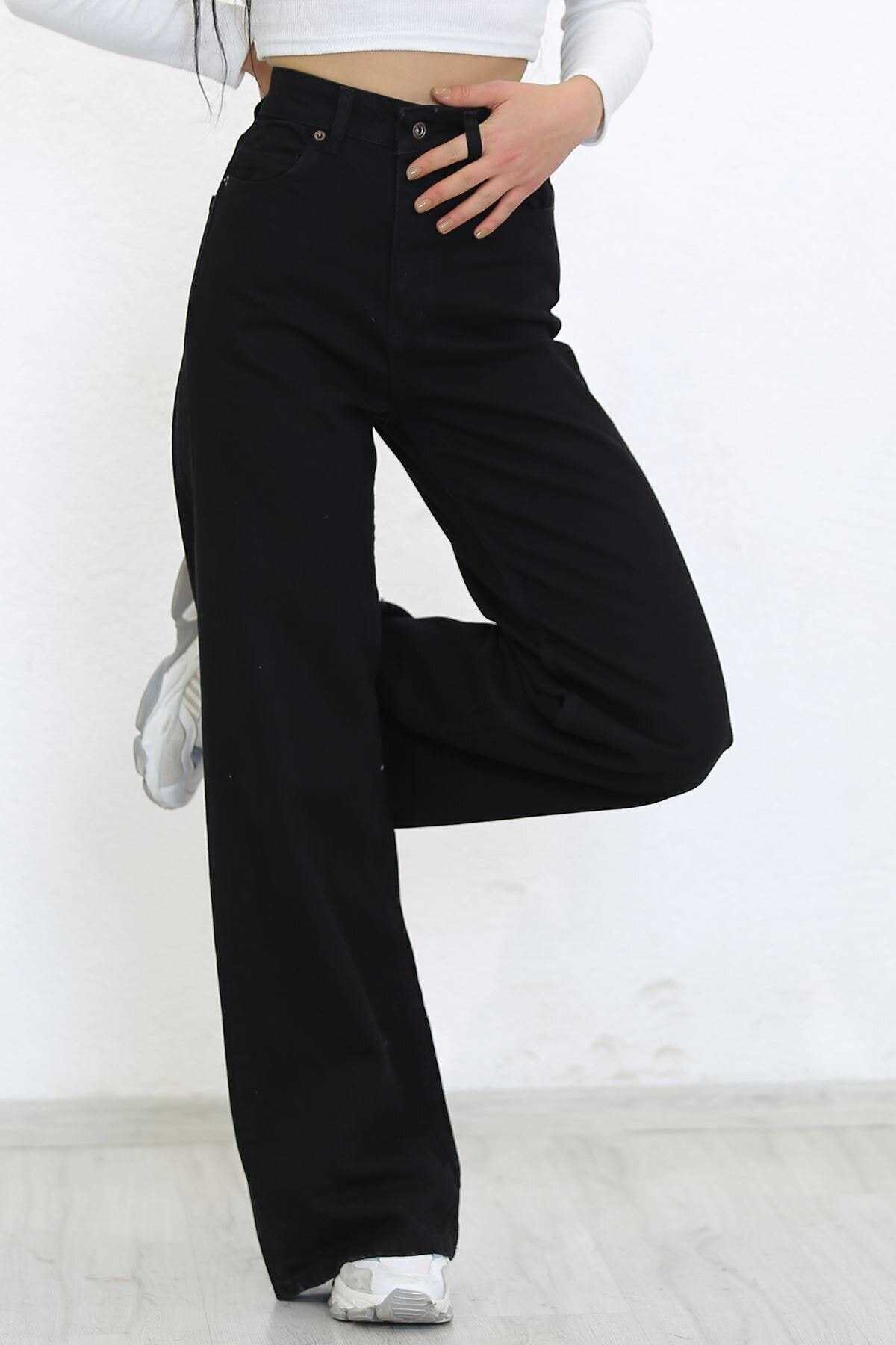 IMSONS Pure Black High-Waist Loose Mom Jeans.