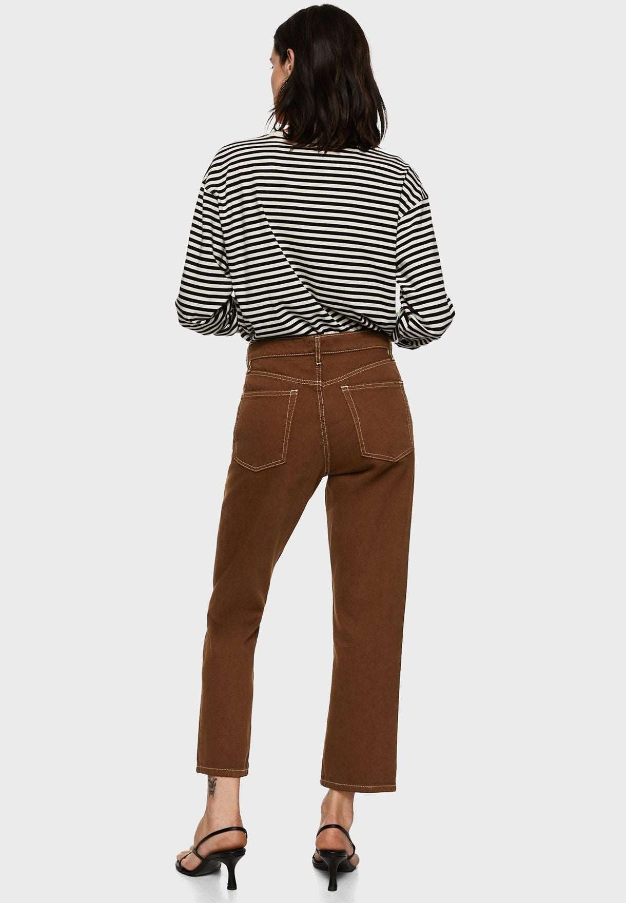 IMSONS Straight Leg Cropped High-Waist Jeans - Brown THE IMSONS