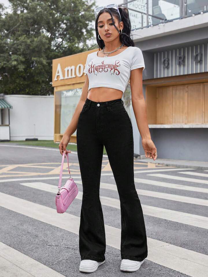 IMSONS Black High-Waist Flare Jeans. - THE IMSONS