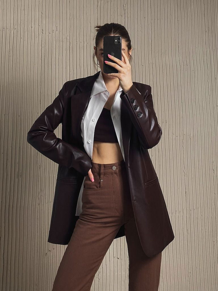 IMSONS Brown High-Waist Flare Jeans. - THE IMSONS