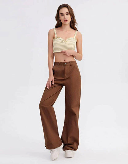 IMSONS Brown  High-Waist Wide-Leg  Jeans. - THE IMSONS