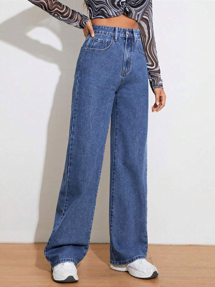 IMSONS Dark Blue High-Waist Loose Mom Jeans. - THE IMSONS