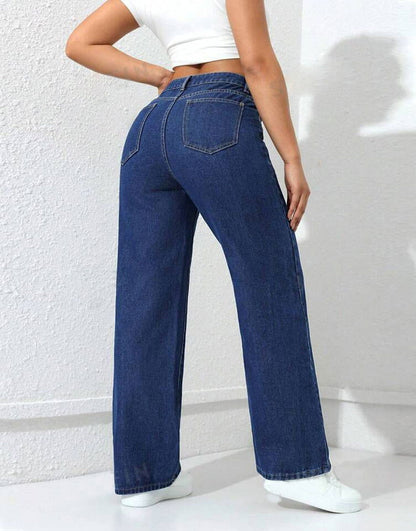 IMSONS Dark Blue High-Waist Loose Mom Jeans. - THE IMSONS