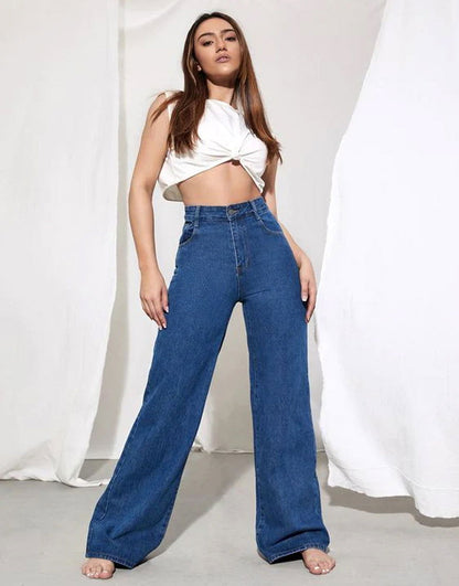 IMSONS Dark Blue High-Waist Wide-Leg  Jeans. - THE IMSONS