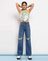 IMSONS Dark Blue Knee Ripped Wide-Leg High-Waist Jeans - THE IMSONS