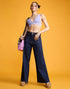 IMSONS Dark Blue Utility Pocket Wide-Leg Frayed Hem Jeans. - THE IMSONS