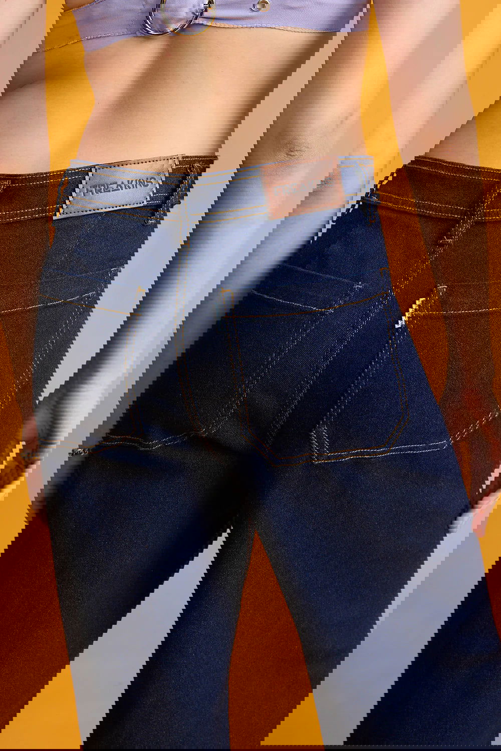 IMSONS Dark Blue Utility Pocket Wide-Leg Frayed Hem Jeans. - THE IMSONS