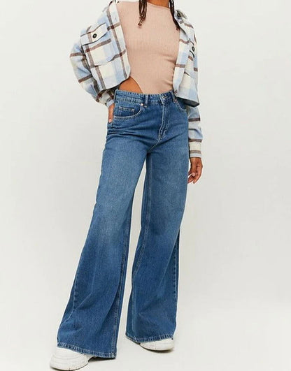 IMSONS Dark Blue Wide-Leg High-Waist Jeans. - THE IMSONS