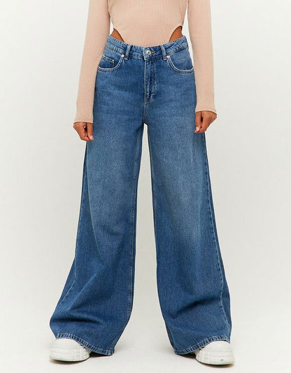 IMSONS Dark Blue Wide-Leg High-Waist Jeans. - THE IMSONS