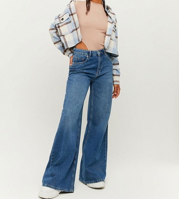 IMSONS Dark Blue Wide-Leg High-Waist Jeans. - THE IMSONS