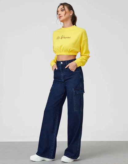 IMSONS High Waisted Loose Cargo Jeans - THE IMSONS