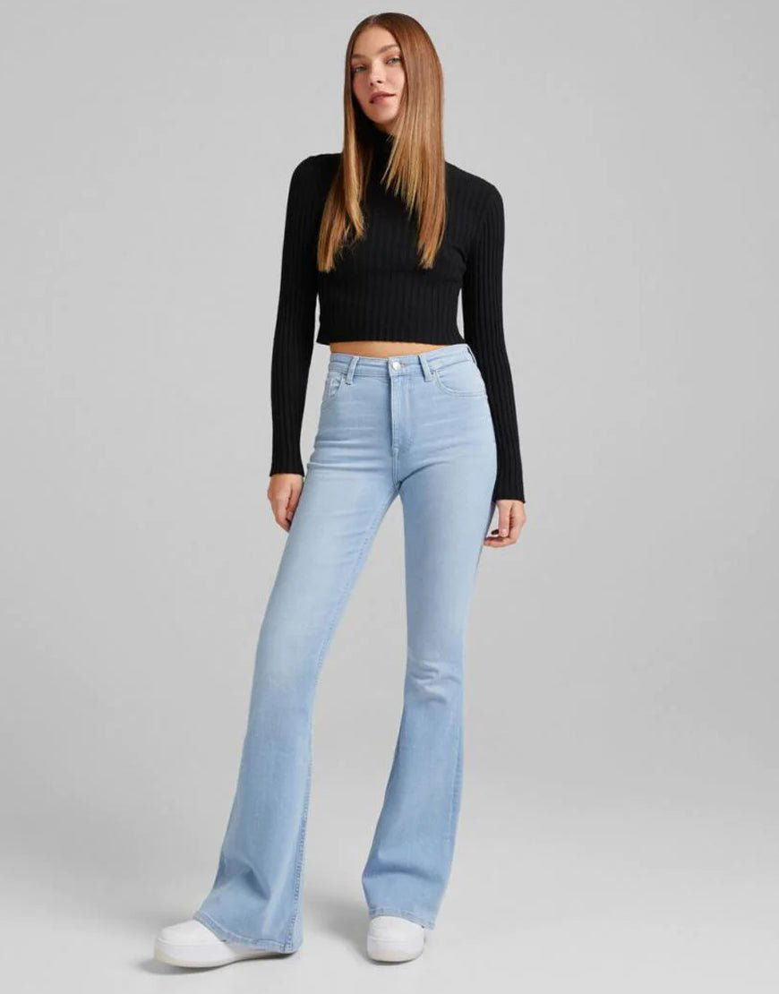 IMSONS Light Blue Flare High-Waist Jeans. - THE IMSONS