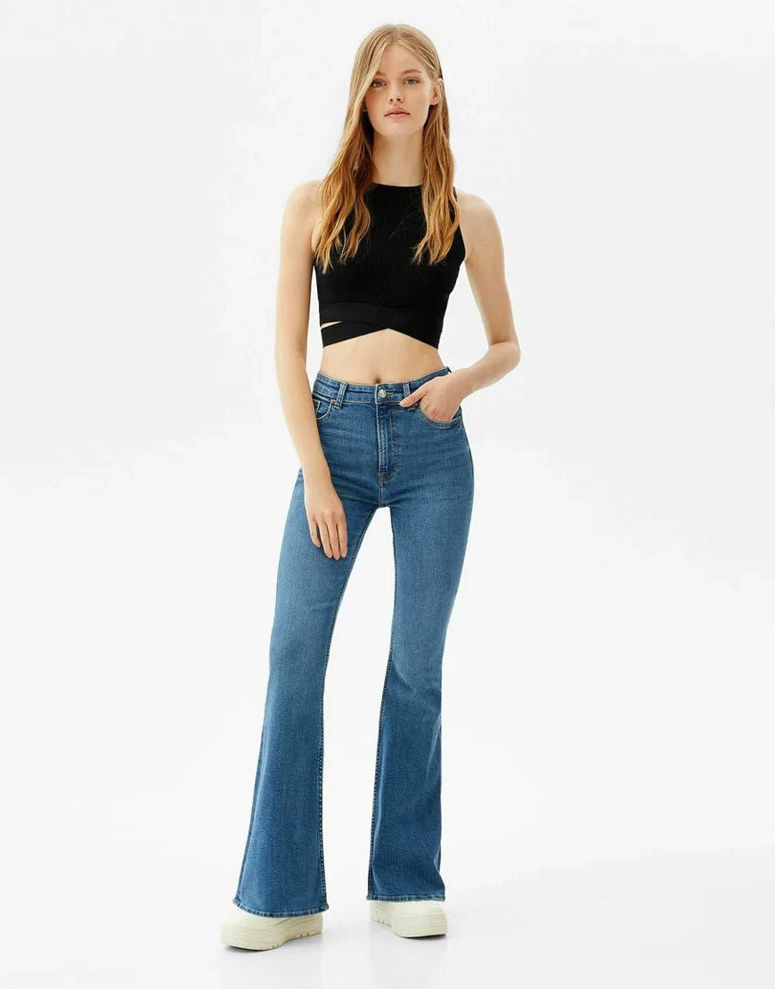 IMSONS Medium Blue Flare High-Waist Jeans. - THE IMSONS