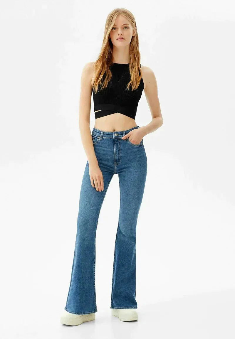 IMSONS Medium Blue Flare High-Waist Jeans. - THE IMSONS