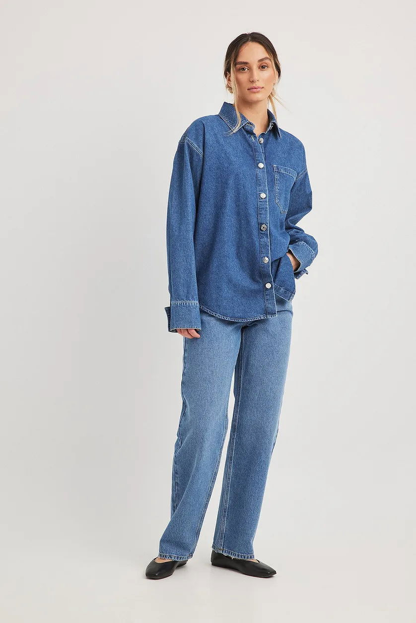 IMSONS Medium Blue High-Waist Loose Straight Jeans. - THE IMSONS