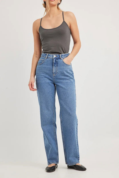 IMSONS Medium Blue High-Waist Loose Straight  Jeans. - THE IMSONS