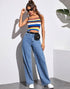 IMSONS Medium Blue High-Waist Wide-Leg  Jeans. - THE IMSONS