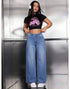 IMSONS Medium Blue High-Waist Wide-Leg  Jeans. - THE IMSONS