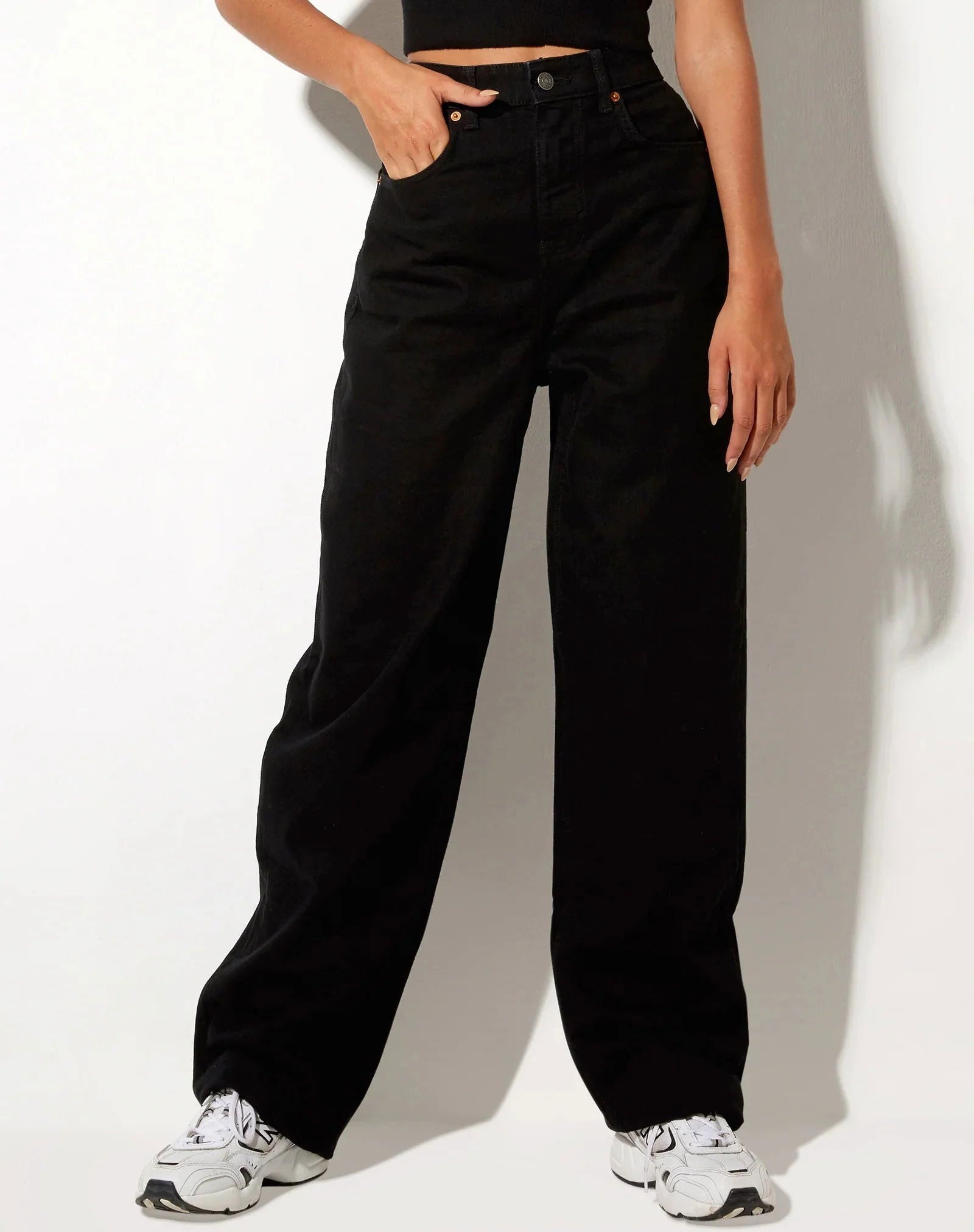 IMSONS Pure Black High-Waist Loose Mom Jeans. - THE IMSONS