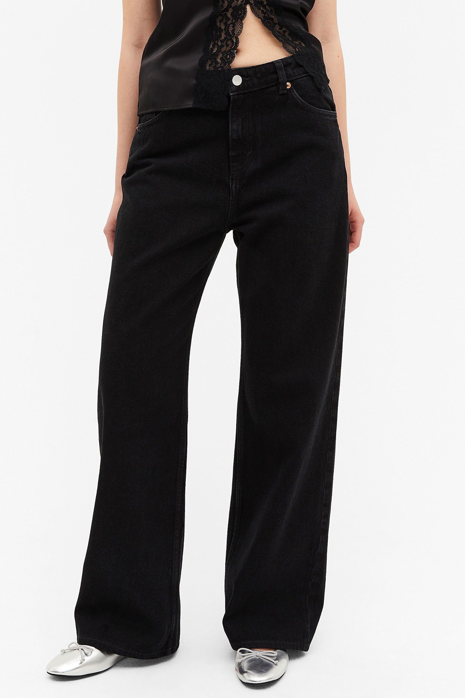 IMSONS Pure Black Loose Straight High-Waist Jeans. - THE IMSONS