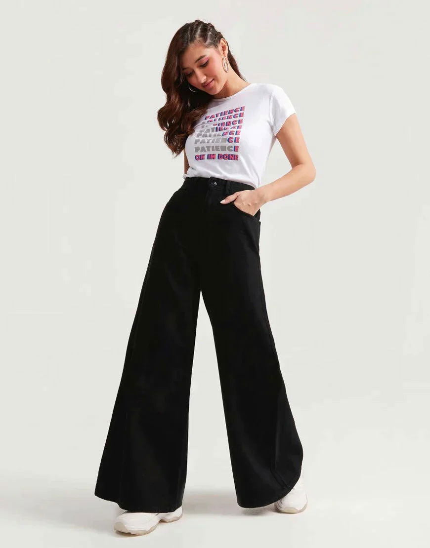 IMSONS Pure Black Wide-Leg Jeans. - THE IMSONS