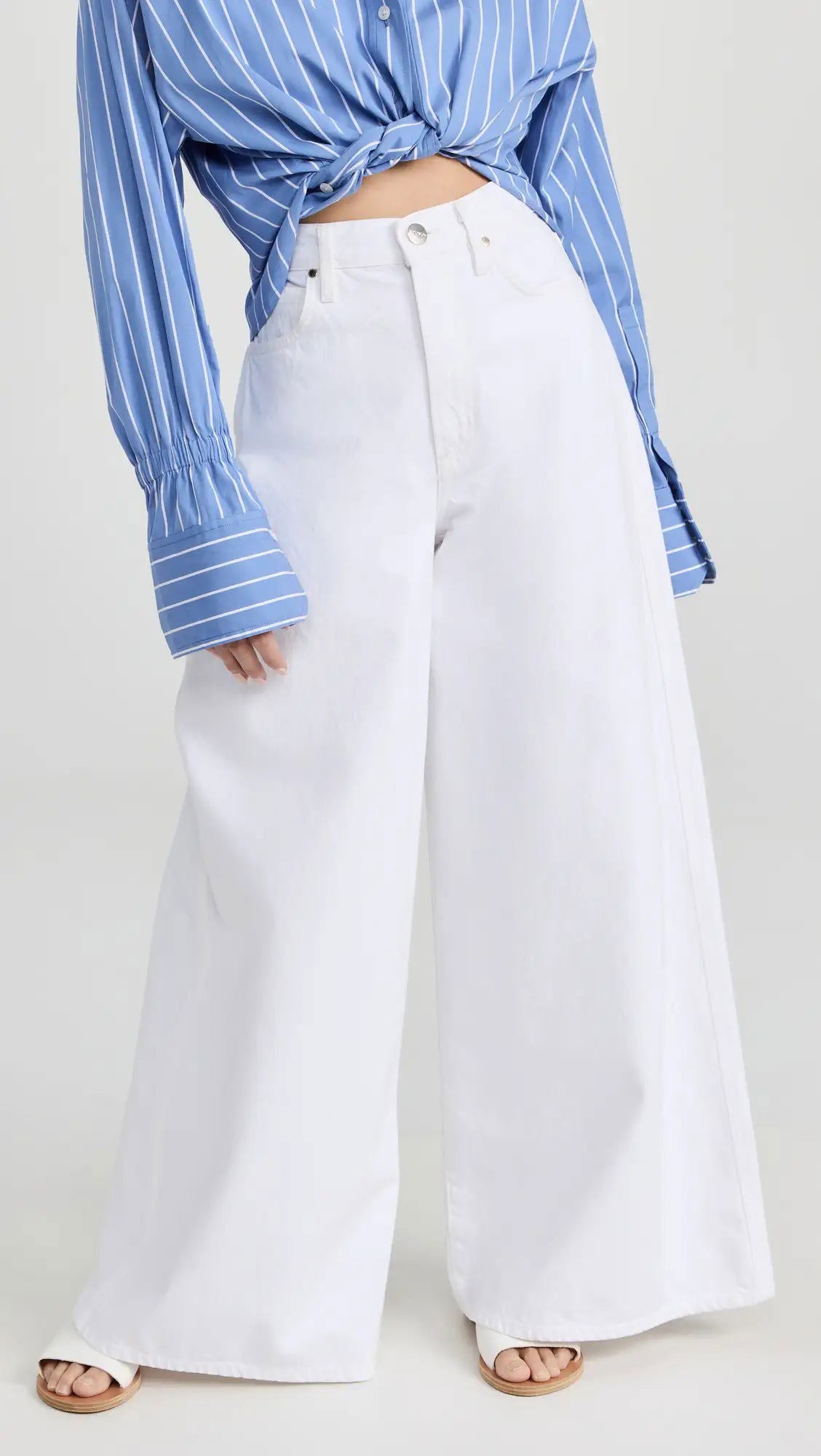 IMSONS Pure White Palazzo Wide-Leg Jeans. - THE IMSONS