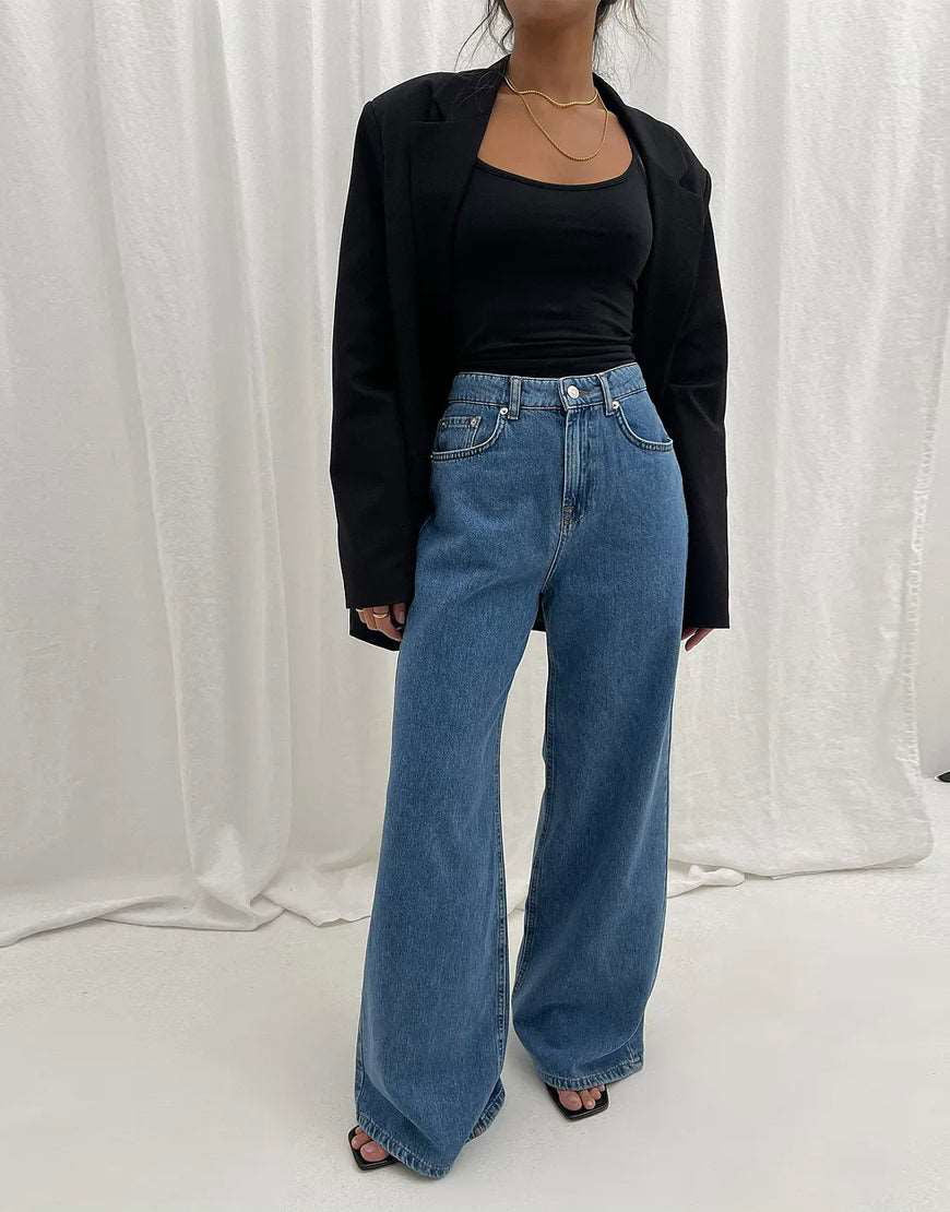 IMSONS Stone Blue Wide-Leg High-Waist Jeans. - THE IMSONS