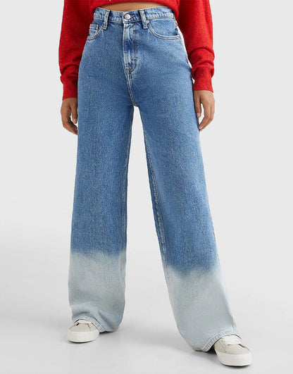 IMSONS Two-Tone Wide-Leg High-Waist Jeans. (Frayed Hem) (Length: 36-38) - THE IMSONS